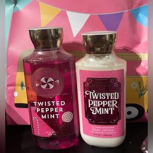BATH & BODY WORKS 2-Piece "TWISTED
PEPPER MINT " Lotion + Shower Gel FRESH!